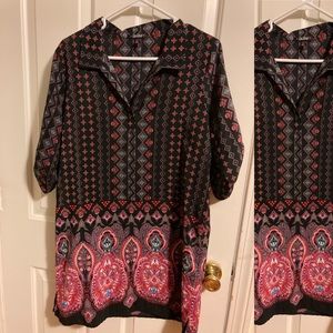 Large juniors lightweight fabric dress Indian design 3/4 sleeve pink black